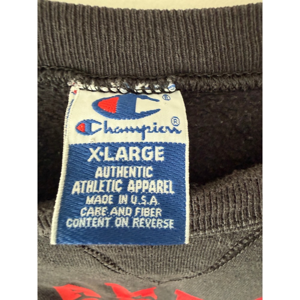 Vintage Champion Sweatshirt XL Made in USA Black Red Authentic Apparel Crewneck - Picture 3 of 9